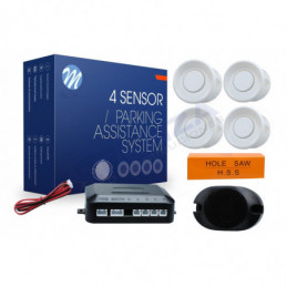 Kit de sensores de aparcamiento con zumbador, sensores blancos