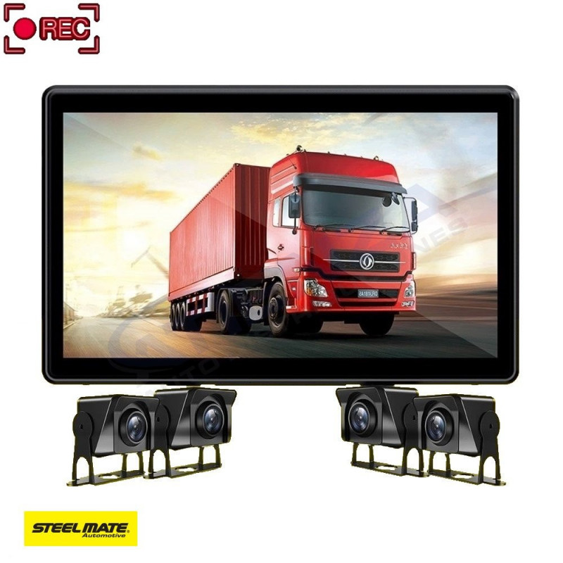 ➡ Steel Mate - Kit CCTV con Detección de Puntos Ciegos, Sistema de Grabación C40, 4 Cámaras y Monitor de 10"