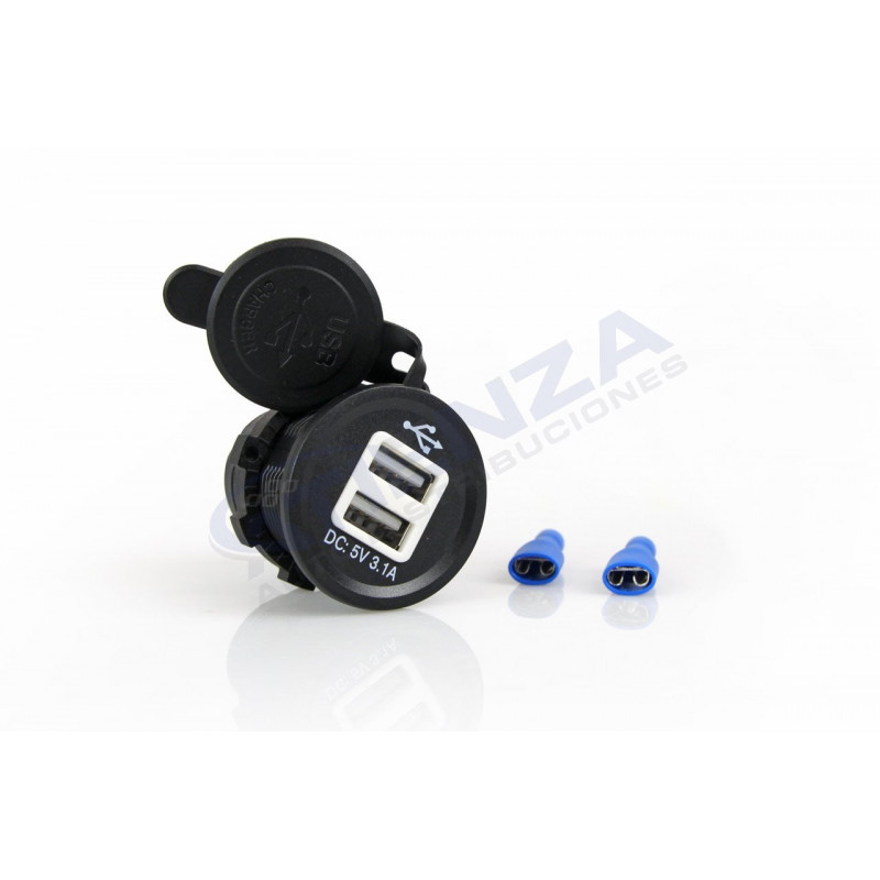 Cargador de Móvil luz azul 2xUSB, 3.1A