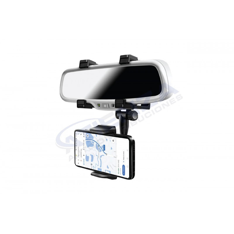ATZ - Soporte para teléfono móvil para fijación en el retrovisor del coche. Regulación ajustable de 8,90cm a 14cm de ancho.