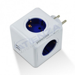 ➡ Enchufe Modular ALLOCACOC: Optimización Eléctrica en Azul con 4 Enchufes y 2 Puertos USB