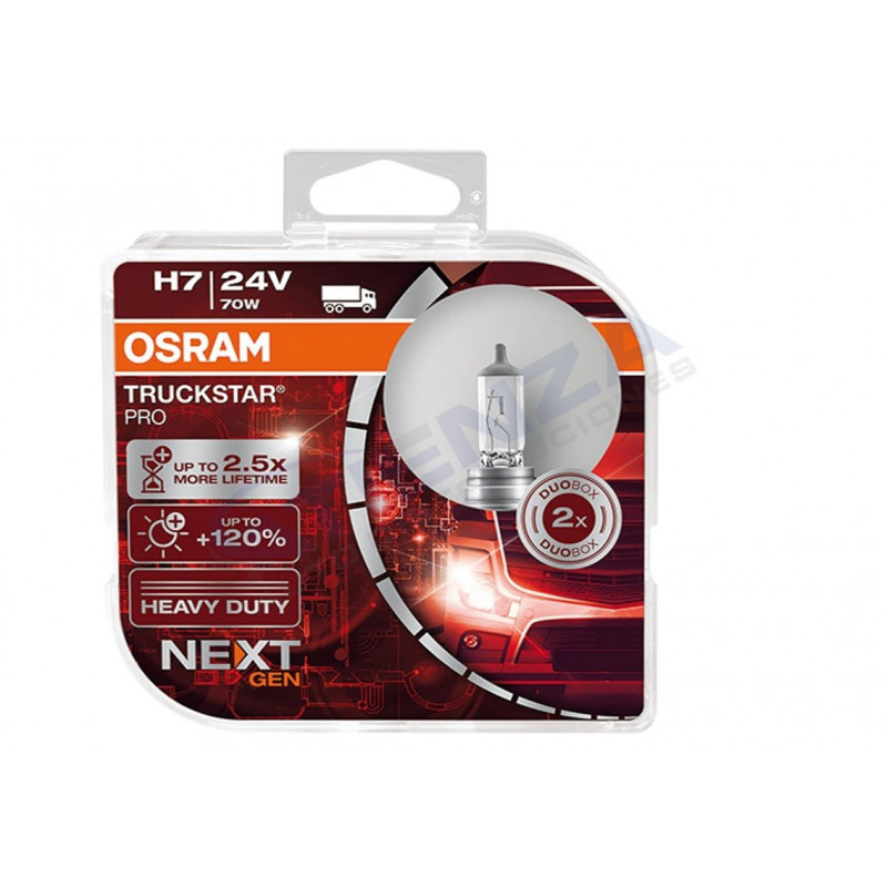 ➡ Lámparas halógenas Osram TRUCKSTAR PRO NextGen +120% PK26d 24V 70W H7