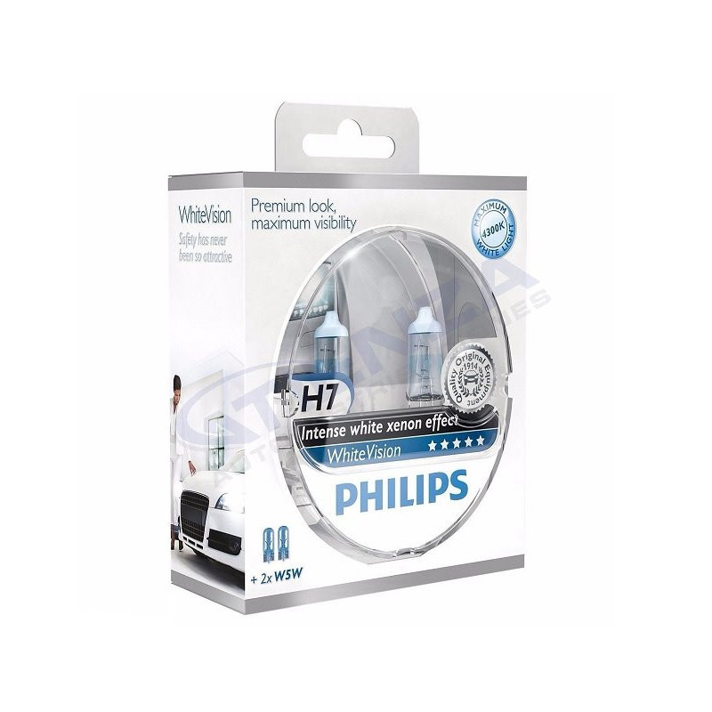Philips - Estuche H7 WhiteVision 12V55W
