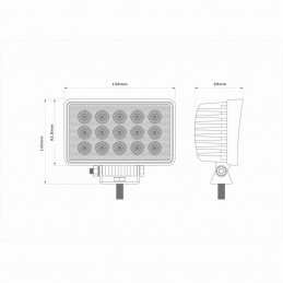 ➡ Faro de trabajo LED rectangular, 15 LEDs, luz de inundación, 12/24V