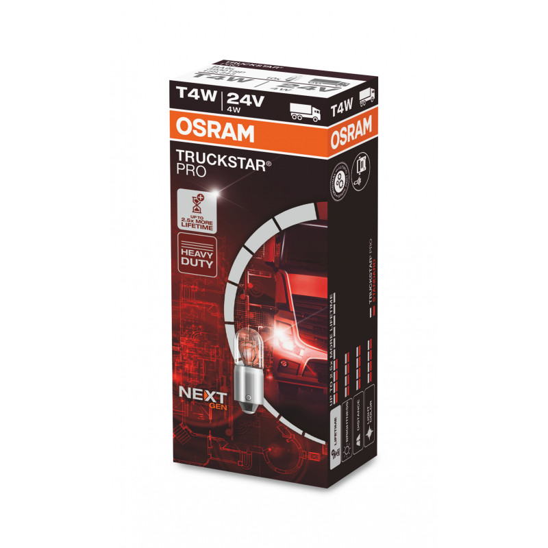 Potente rendimiento: OSRAM TRUCKSTAR PRO NextGen +120% BA9s 24V 4W 💡
