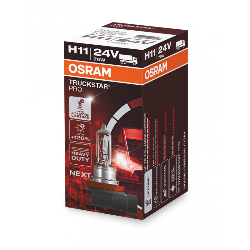 Potente rendimiento: OSRAM TRUCKSTAR PRO NextGen +120% PGJ19-2 24V 70W 💡