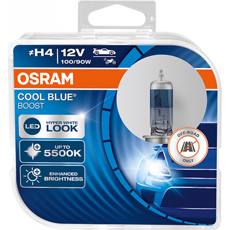 Potente iluminación para tu vehículo con OSRAM COOL BLUE BOOST - H4 12V 100/90W (Duo) 💡 Potente iluminación para tu vehículo con OSRAM COOL BLUE BOOST - H4 12V 100/90W (Duo) 💡
