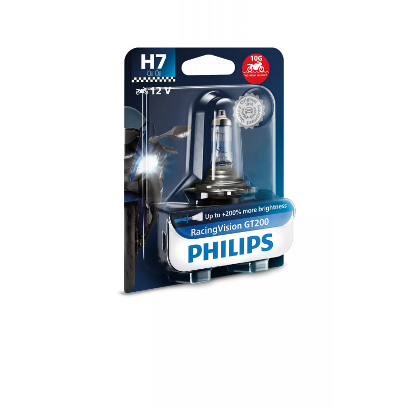 Potente bombilla Philips H7 12V 55W RacingVision GT200 Moto 🏍️