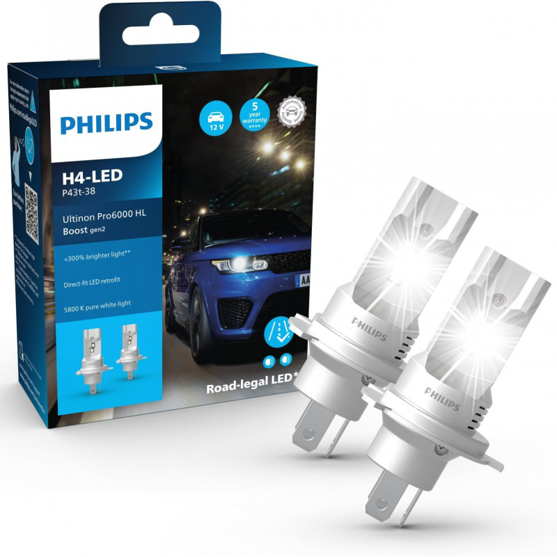 Philips Ultinon Boost Gen2 H4 LED 5800 K – Pack 2